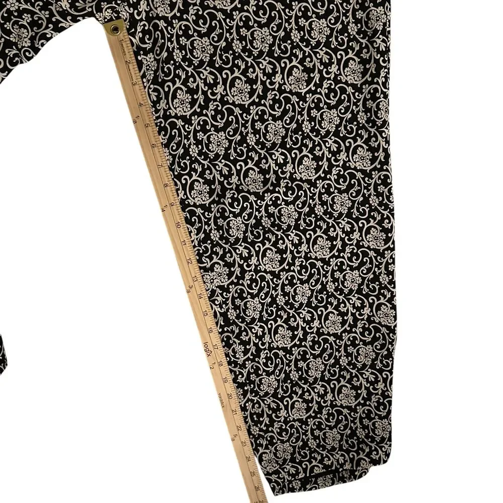 Talbots‎ Petites Black & White Floral Pure Silk Dress Pants Side Zip Size 16 NWT